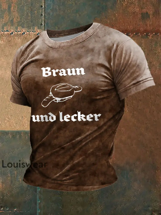 Herren Braun und Lecker bedrucktes Kurzarm-T-Shirt Braun / S