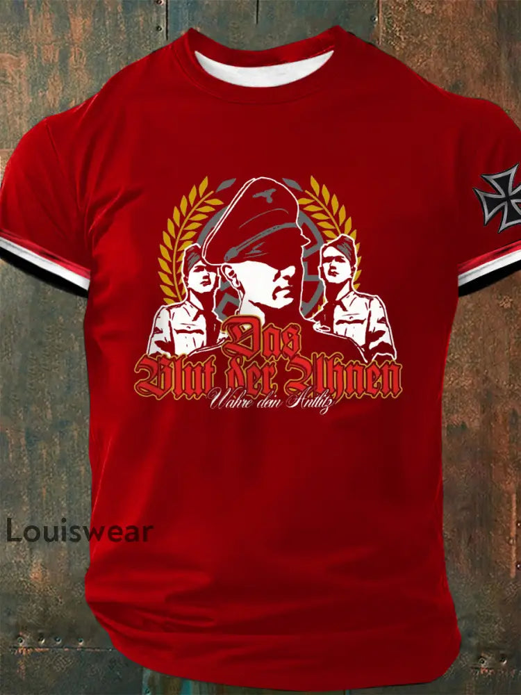 Herren Das Blut der Ahnen Wahre dein Antlitz bedrucktes Kurzarm-T-Shirt Rot / S
