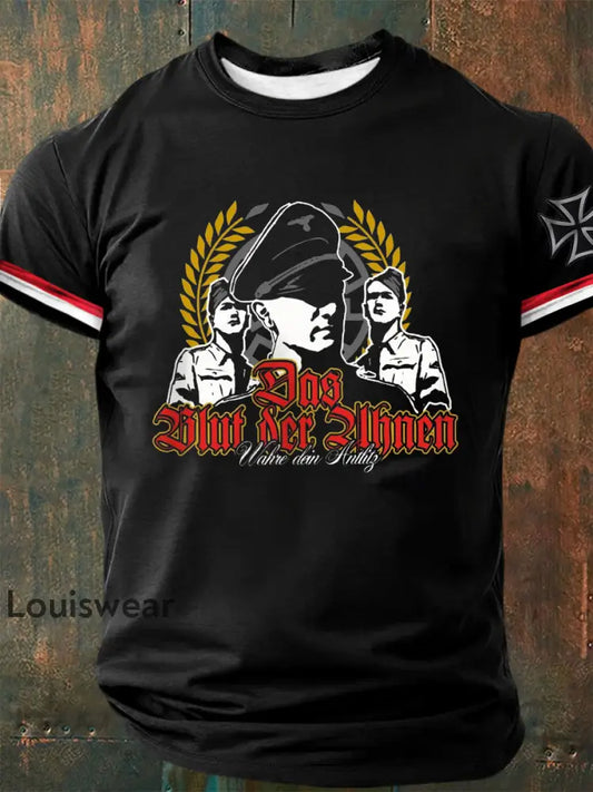 Herren Das Blut der Ahnen Wahre dein Antlitz bedrucktes Kurzarm-T-Shirt Schwarz / S