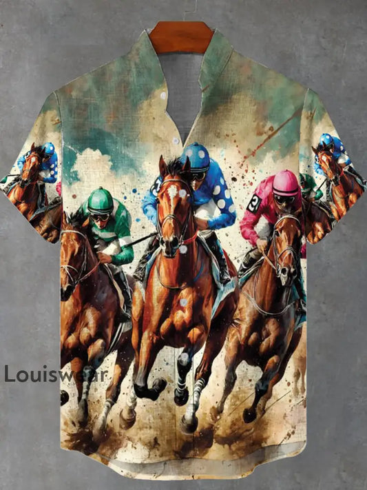 Herren Derby Horse Print Freizeit hemd als bild / S