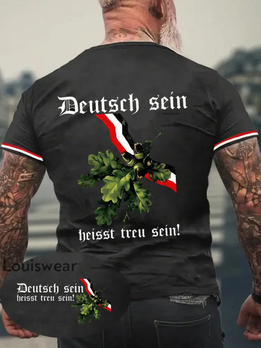 Herren Deutsch Sein Heisst Treu Sein bedrucktes Kurzarm-T-Shirt Schwarz / S