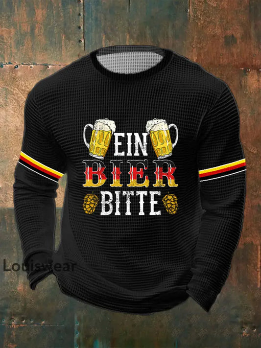 Herren Deutscher Biertag ’Ein Bier Bitte’ Druck Langarm Pullover Schwarz / S