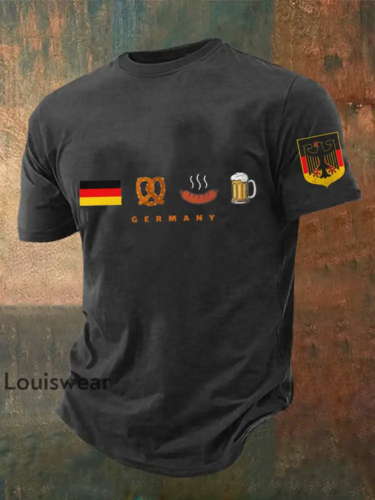Herren Deutscher Biertag Gedrucktes Kurzarm T-Shirt Schwarz / S