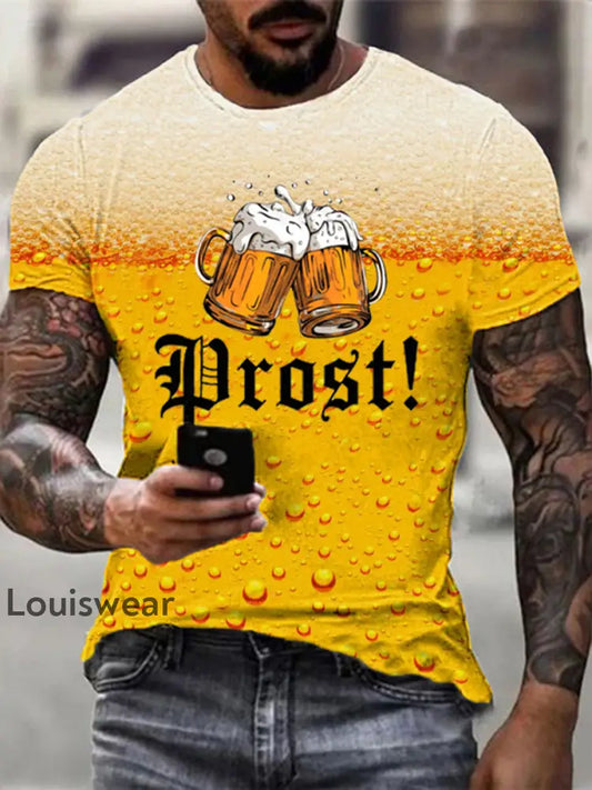 Herren Deutscher Biertag Gedrucktes Kurzarm T-Shirt Wie abgebildet / S