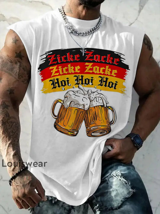 Herren Deutscher Biertag Gedrucktes Tanktop Weiß / S