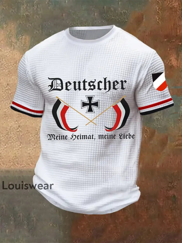 Herren Deutscher Durch Die Gnade Gottes Bedrucktes Kurzarm-T-Shirt Weiß / S