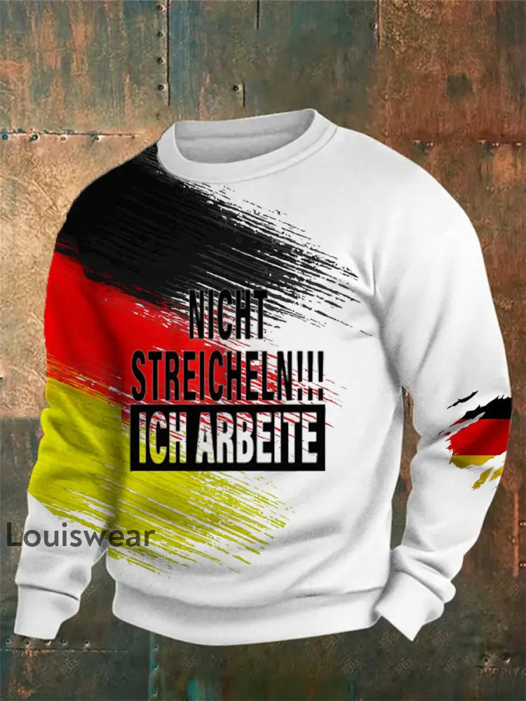 Herren Deutschland bedrucktes Langarm-Sweatshirt Weiß / S