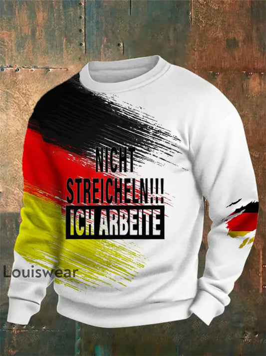 Herren Deutschland bedrucktes Langarm-Sweatshirt Weiß / S