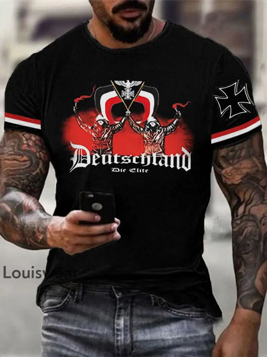 Herren Deutschland Reichs adler Ewige Treue T-Shirt mit kurzen Ärmeln Schwarz / S