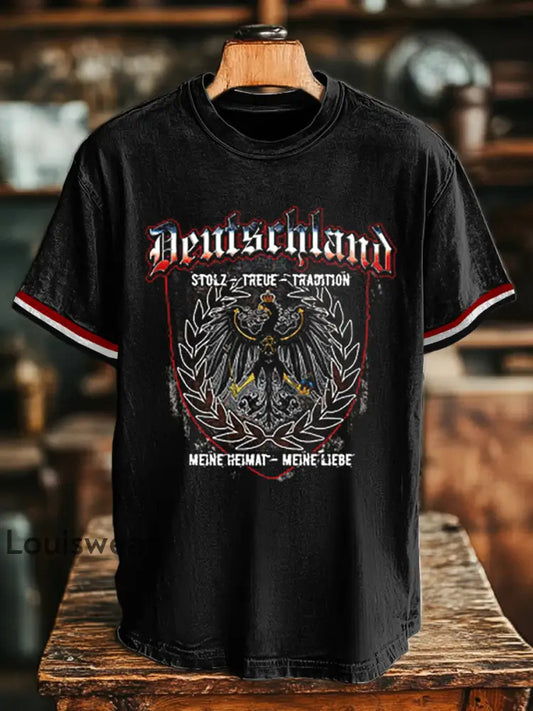 Herren Deutschland Stolz Treue Tradition T-Shirt mit kurzen Ärmeln Schwarz / S