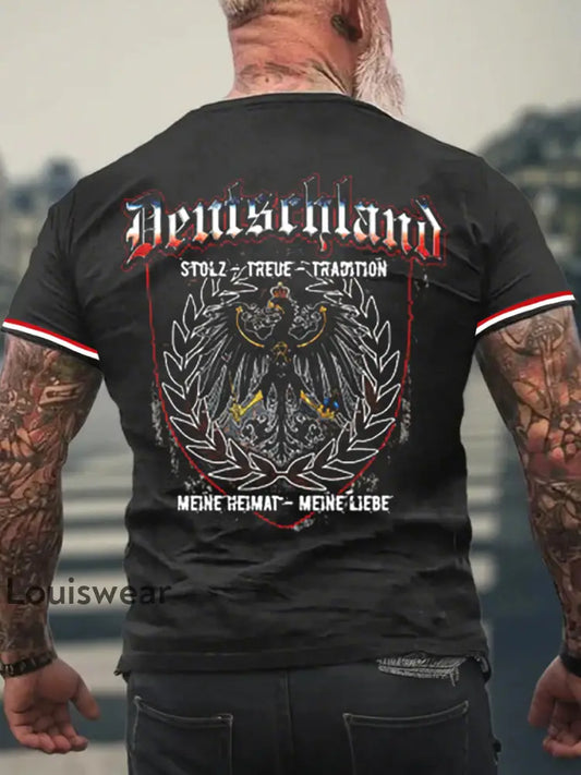 Herren Deutschland Stolz Treue Tradition T-Shirt mit kurzen Ärmeln Schwarz / S