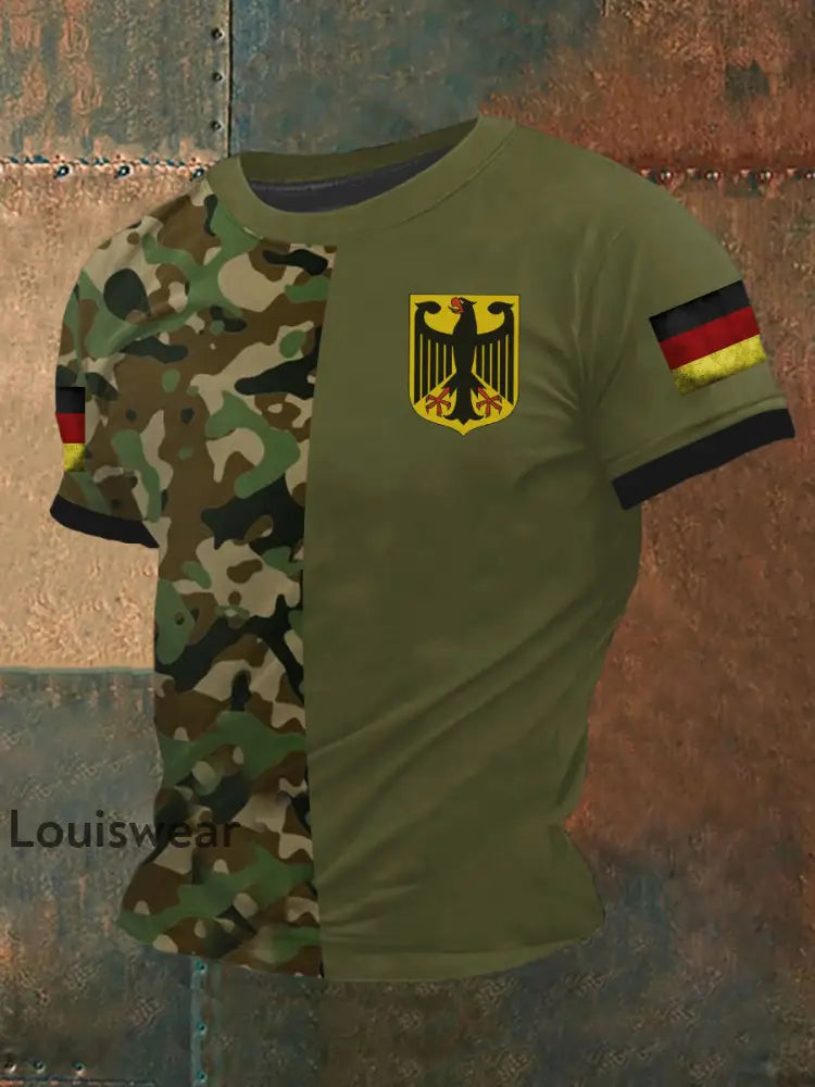 Herren Deutschland Veteran T-Shirt mit kurzen Ärmeln Armee grün / S