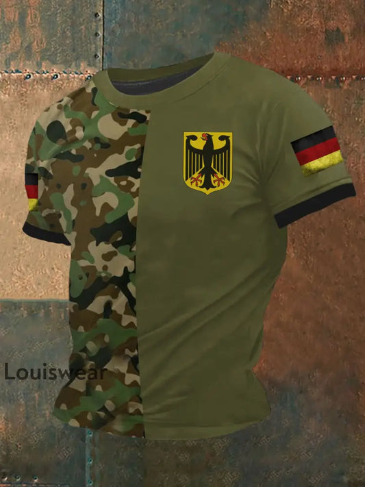 Herren Deutschland Veteran T-Shirt mit kurzen Ärmeln Armee grün / S
