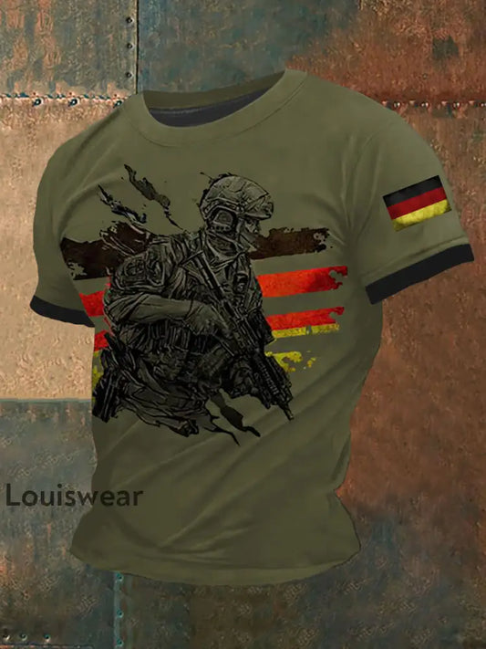 Herren Deutschland Veteran T-Shirt mit kurzen Ärmeln Armee grün / S