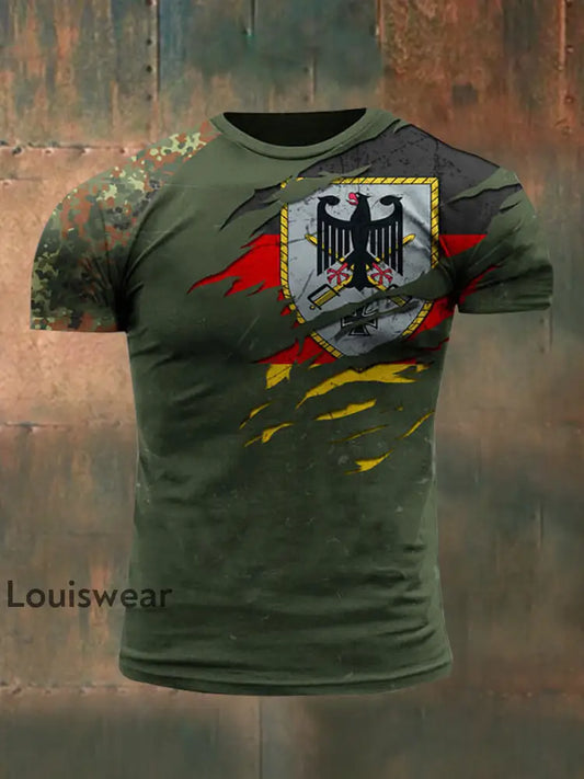Herren Deutschland Veteran T-Shirt mit kurzen Ärmeln Armee grün / S