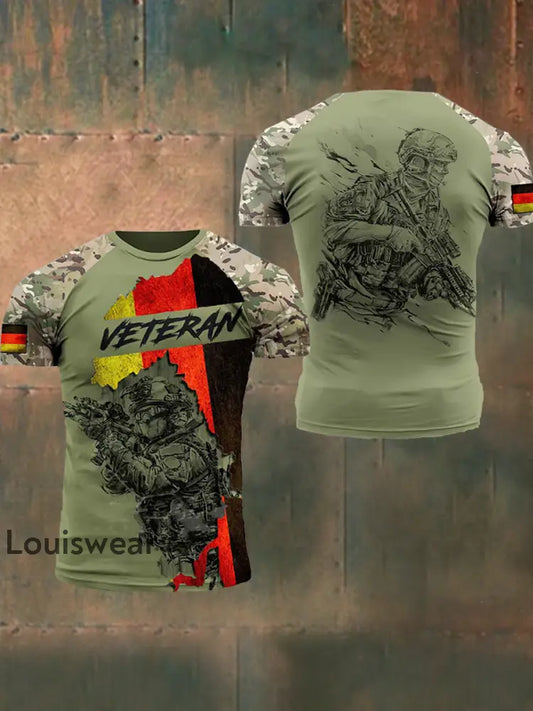 Herren Deutschland Veteran T-Shirt mit kurzen Ärmeln Armee grün / S