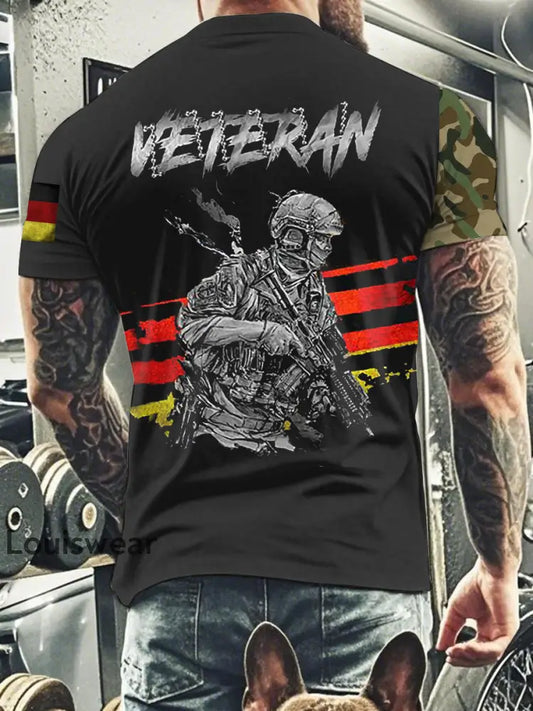 Herren Deutschland Veteran T-Shirt mit kurzen Ärmeln Schwarz / S