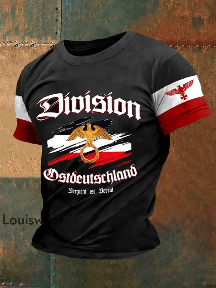 Herren Division Ost deutschland bedrucktes Kurzarm-T-Shirt Schwarz / S