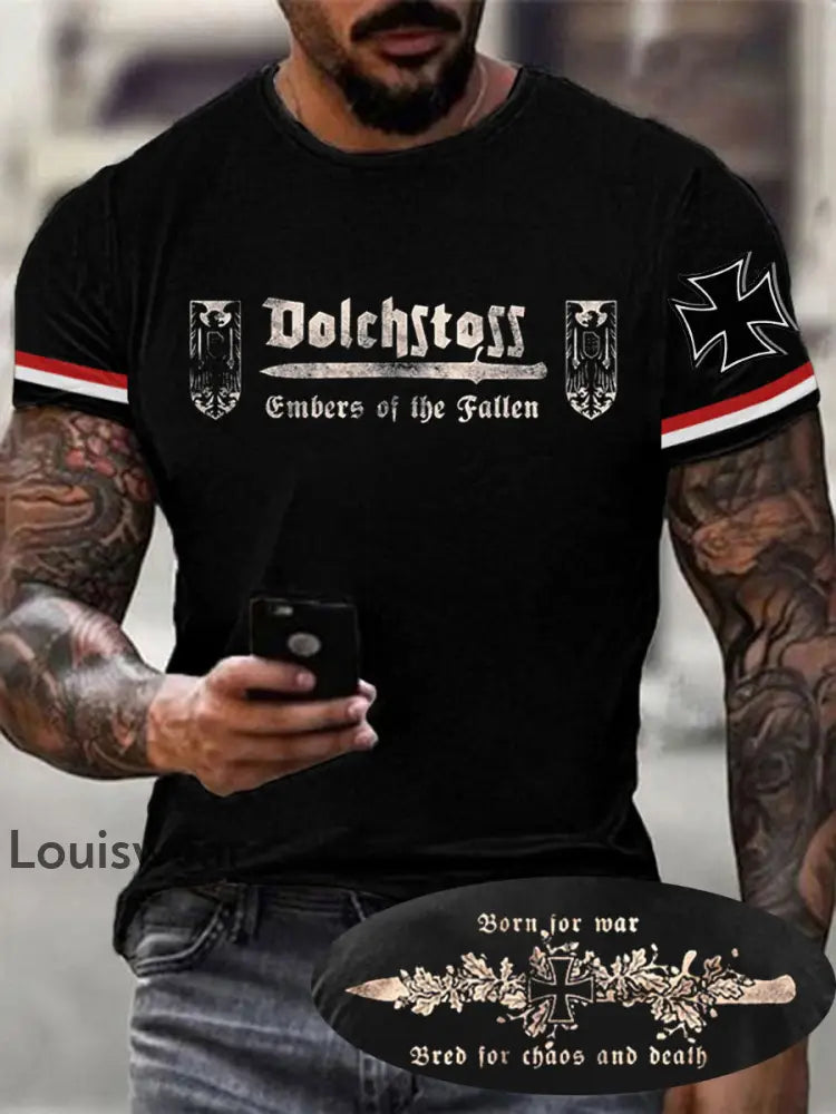 Herren Dolch stoss Glut des gefallenen T-Shirts Schwarz / S