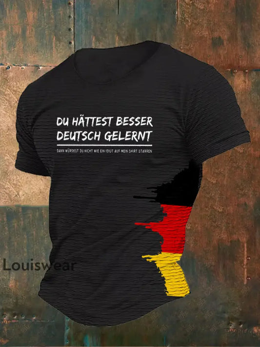 Herren Du Hattest Besser Deutsch Gelernt Bedrucktes Kurzarm-T-Shirt Schwarz / S