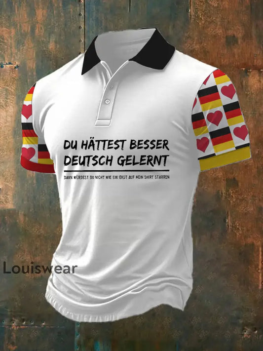 Herren ’Du Hattest Besser Deutsch Gelernt’ Bedrucktes Poloshirt Weiß / S