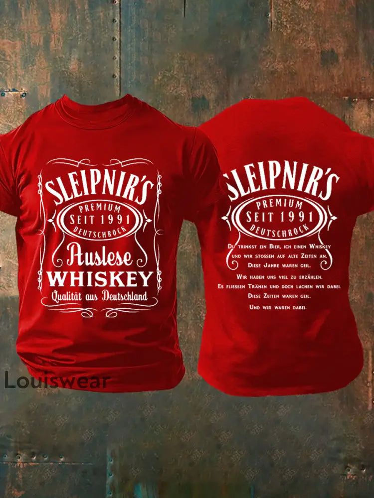 Herren Du Trinkst Ein Bier Ich Einen Whisky Bedrucktes Kurzarm T-Shirt Rot / S