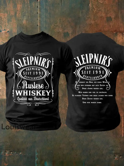 Herren Du Trinkst Ein Bier Ich Einen Whisky Bedrucktes Kurzarm T-Shirt Schwarz / S