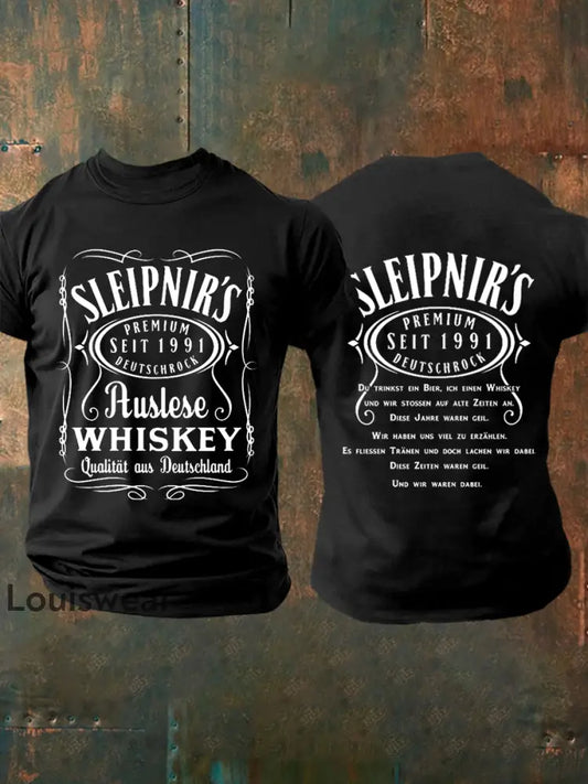 Herren Du Trinkst Ein Bier Ich Einen Whisky Bedrucktes Kurzarm T-Shirt Schwarz / S