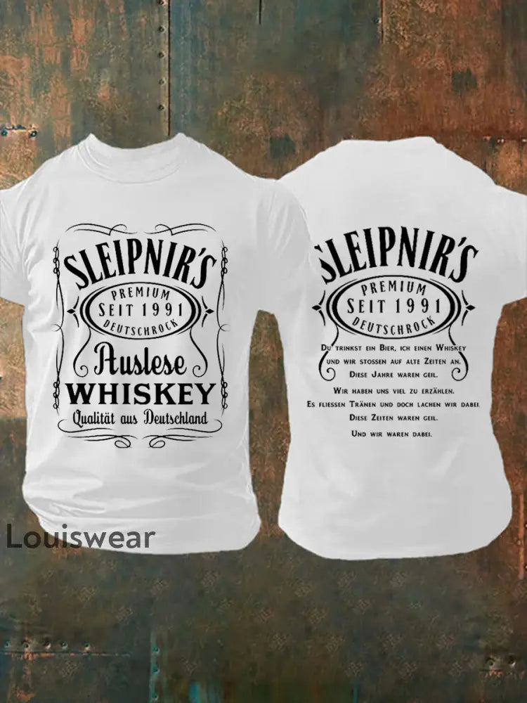 Herren Du Trinkst Ein Bier Ich Einen Whisky Bedrucktes Kurzarm T-Shirt Weiß / S
