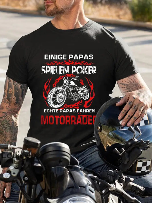 Herren Einige Papas spielen poker echte Papas fahrener Motorrad bedrucktes Kurzarm-T-Shirt Schwarz / S