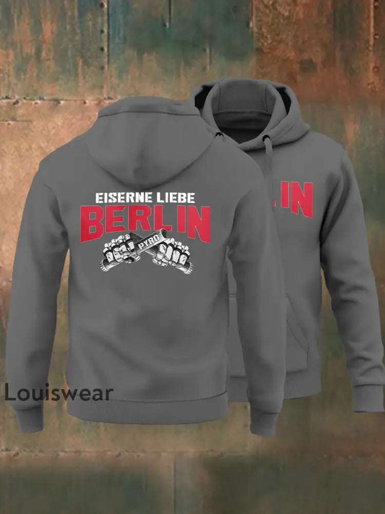 Herren Eiserne Liebe Berlin Kapuzen-Sweatshirt Grau / S