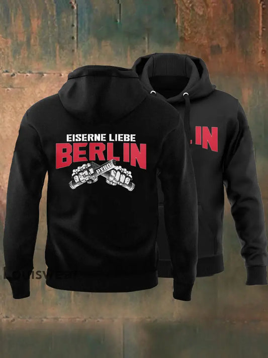 Herren Eiserne Liebe Berlin Kapuzen-Sweatshirt Schwarz / S