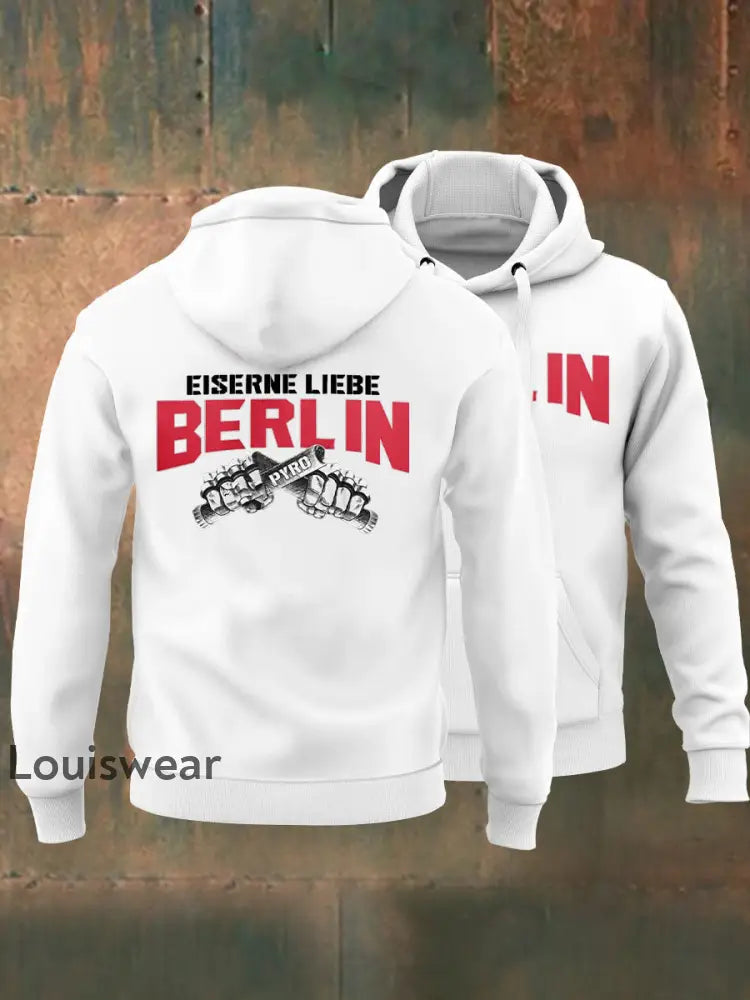 Herren Eiserne Liebe Berlin Kapuzen-Sweatshirt Weiß / S