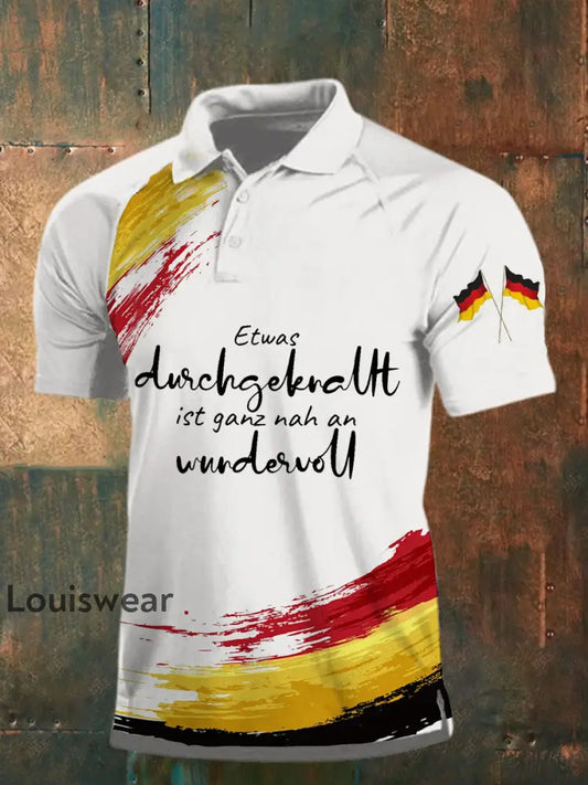 Herren ’Etwas Durchgeknallt’ Bedrucktes Poloshirt Weiß / S