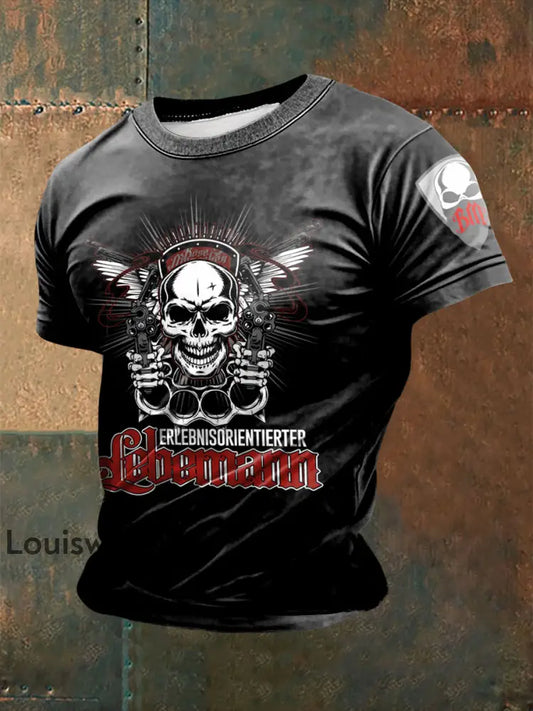 Herren Frei & Böse bedrucktes Kurzarm-T-Shirt Schwarz / S