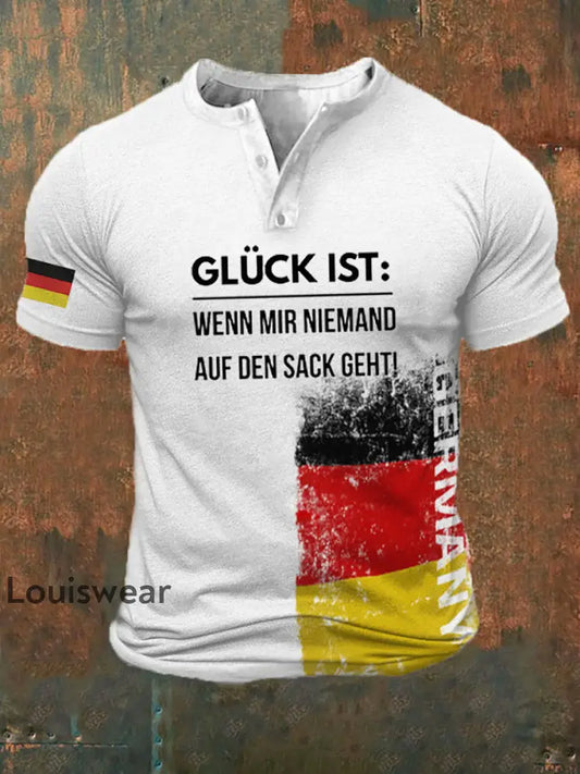 Herren Glück ist wenn mir niemand auf den Sack geht bedrucktes Polo-Shirt Weiß / S