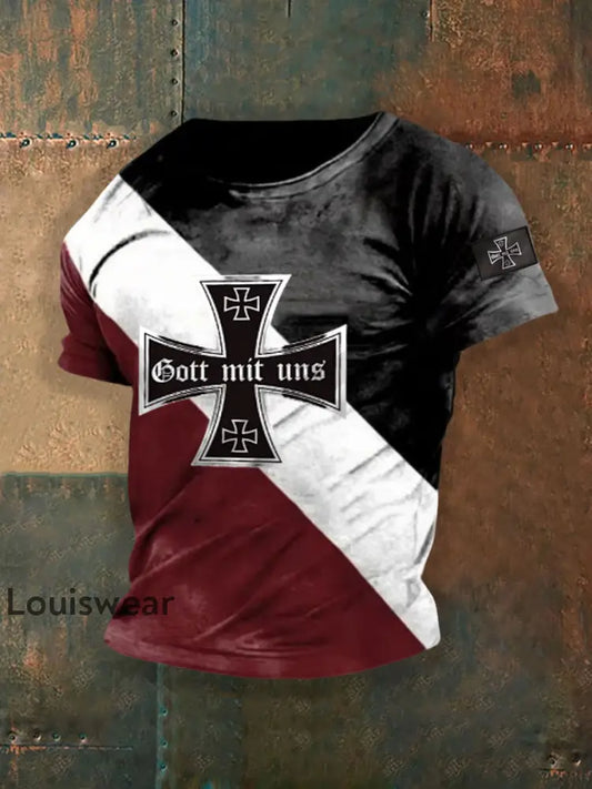Herren Gott mit uns bedrucktes T-Shirt mit kurzen Ärmeln als bild / S