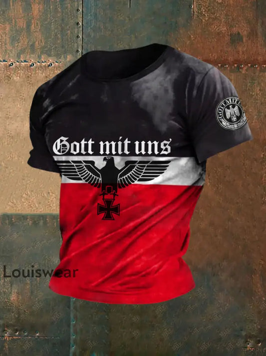 Herren Gott mit uns bedrucktes T-Shirt mit kurzen Ärmeln als bild / S
