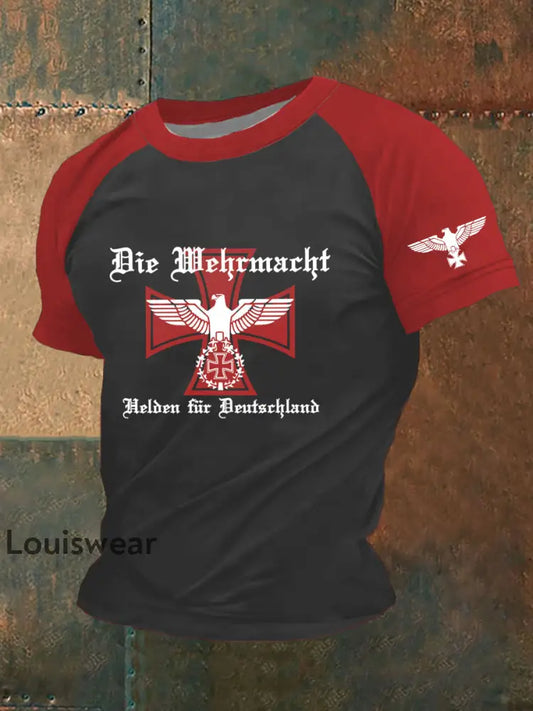 Herren Helden für Deutschland bedrucktes Kurzarm-T-Shirt Rot / S