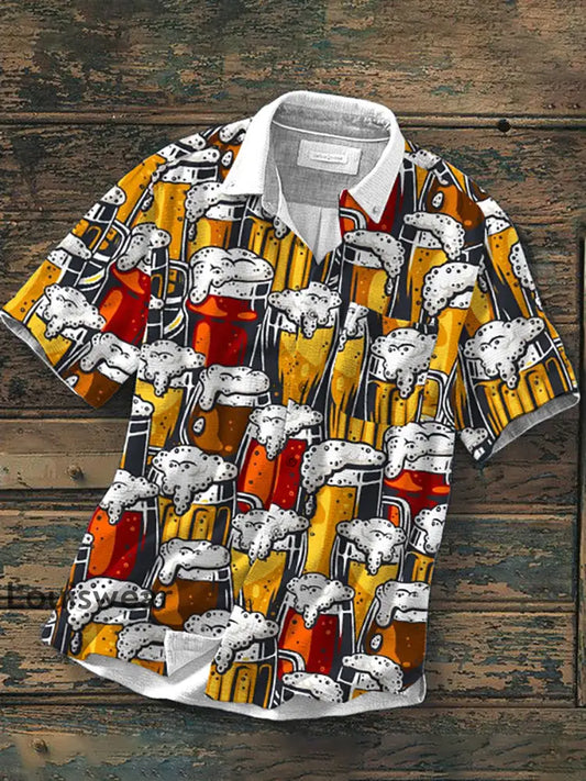Herren-Hemd mit Bierdruck-Kurzarm als bild / S