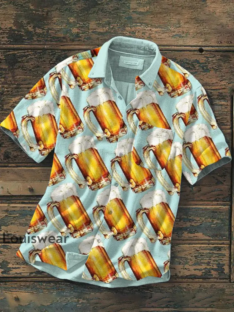 Herren-Hemd mit Bierdruck-Kurzarm als bild / S