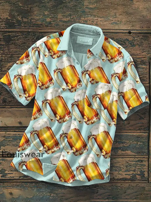 Herren-Hemd mit Bierdruck-Kurzarm als bild / S