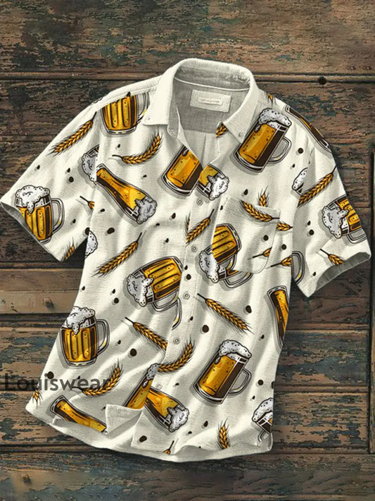 Herren-Hemd mit Bierdruck-Kurzarm als bild / S
