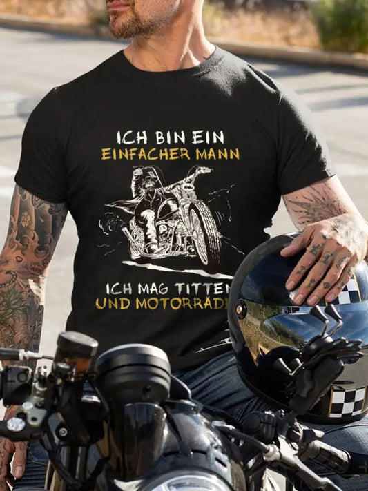 Herren Ich bin ein einfach mann bedrucktes Kurzarm-T-Shirt Schwarz / S