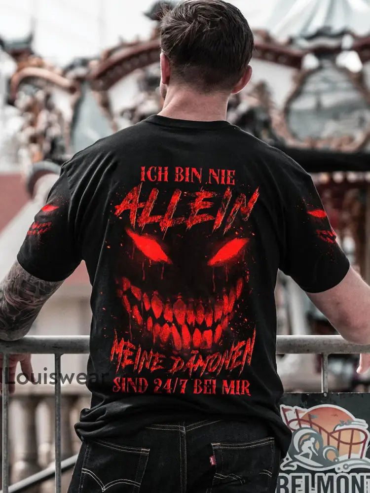 Herren ICH BIN NIE ALLEIN VOLL STÄN DIGER DRUCK Bedrucktes T-Shirt