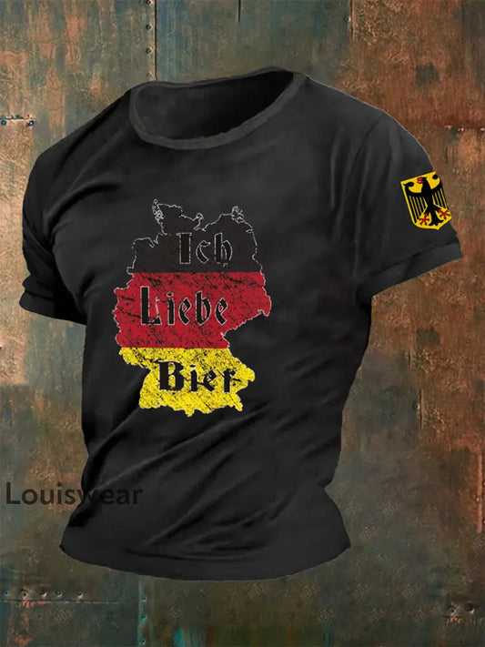 Herren Ich Liebe Bier Bedrucktes T-Shirt Schwarz / S