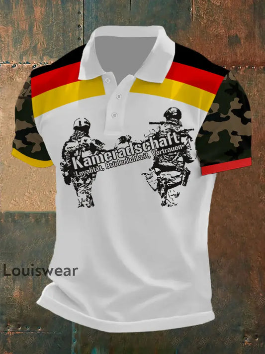 Herren Kameradschaft Deutscher Veteran Kurzarm Polo Shirt Weiß / S