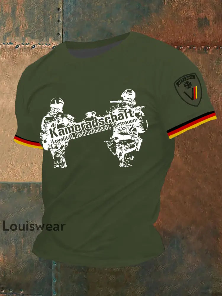 Herren Kameradschaft Deutscher Veteran Short Seeves T-Shirt Armee grün / S