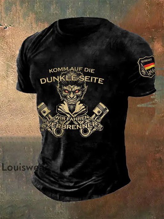 Herren Komm auf die Dunkle Seite. Wir fahren Ver brenner bedrucktes Kurzarm-T-Shirt Schwarz / S