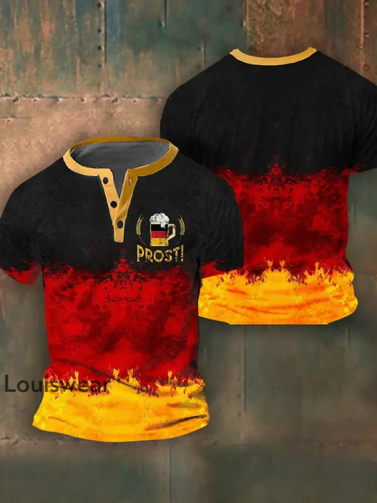 Herren Loses Basic V-Ausschnitt bedrucktes Kurzarm-T-Shirt als bild / S